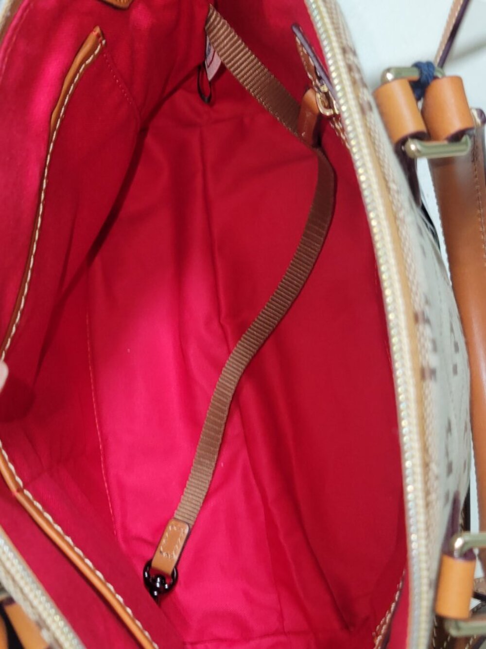 Dooney & Bourke Coated Cotton & Leather Gretta Darcy Satchel  [Item #HL19] - Picture 8 of 14